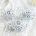 Handgemachte braut künstliche blumen haarnadeln mit perlen und silberperlen für hochzeits-styling. - Silber