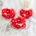 Rote künstliche Blumen Haarschmuck DIY brautliche Blumen handgemachte Stoff Brosche Stift Teile. - Rot