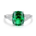S925 Sterling Zilver Groene Edelsteen Ring Kussen Slijpwijze Smaragd Ring Sieraden - Maat 5 / Smaragd(FDJZ-450)