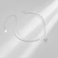 S925 Silber doppelte Schicht Armband mit glitzernder Kette und quadratischem Zirkonia Anhänger. - Silber
