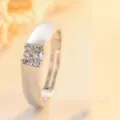 Elegante anillo abierto de plata s925 con circonita cúbica para mujer, regalo de joyería. - Abierto Ajustable / Estilo de Hombre