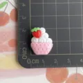Resin strawberry cupcake charm detail shot, miniature DIY handmade phone case craft material. - Red Strawberry Ice Cream