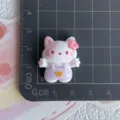 Ciondolo in resina di gatto di cartone animato carino per accessori fai da te per capelli. - Gatto Salopette Cuore Viola