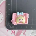 Resin cartoon animal picture frame charm DIY mobile phone case decoration size material. - Pink Frame and Beige Fox