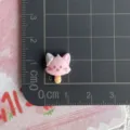 Resin pink cat ice cream pop cabochon, miniature handmade DIY deco piece detail view. - Pink Fox Popsicle (Mini)