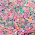 Primo piano di paillettes floreali colorate, ideale per lavori di bricolage. - Stile Fiore a Sei Petali (06) / 20g