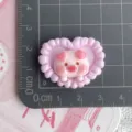 Pink resin cute pig heart frame detail view, lovely DIY craft phone case decoration material part - Purple Frame and Pig