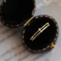 Anillo doble de plata S925 con circonitas, presentado en caja vintage, estilo muy elegante. - Talla EE. UU. 6 / Chapado en oro 18K