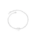 Silver heart anklet detail shot, minimalist design, delicate foot jewelry for women everyday. - 22+5cm / White Gold