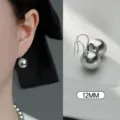 Edle 12mm graue Perlen Ohrhaken aus S925 Silber, elegantes französisches Design Schmuck Detail. - 12mm / Weißgold