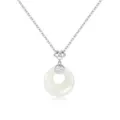 S925 Sterling Silber weisser Jade Friedensschnalle Halskette, elegantem Schmuck. - 925er Silber / Weißgold Hetian Jade