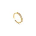 Anillo abierto de plata de ley S925 dorada circonita pavé apilable joya de moda mujer - Anillo de engaste pavé / Abierto Ajustable / Dorado