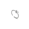 Anillo Abierto Doble Piedra Plata S925 Estilo Francés Circonita Joyería Apilable - Anillo de Corazón / Abierto Ajustable / Plateado