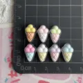 Mini Harz Eiscreme Cabochons Detail, süße Macaron Farben, perfekt für DIY Basteln und Haarspangen. - Transparentes Drei-Kugel-Eis / Zufällig 1 Stück