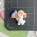 Cute cartoon dog resin flatback charm detail, DIY phone case and hairpin accessory display. - Hat Dog with Butterfly Net