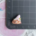 Mini resin capybara ice cream charm detail view, cute DIY decoration for hairpins and shoes. - Pink Ice Cream Capybara
