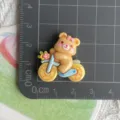 Resin cute cartoon bear bicycle charm flatback DIY accessory for hair clip keychain shoes decor - Brown Bear Riding Bicycle