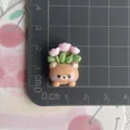 Cabochon vaso di fiori orsetto in resina per fai da te custodia telefono accessori - Orso Bruno Pianta in Vaso Tulipano (Grande)