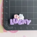 Resin cartoon lucky letter and cute rabbit charm for DIY phone case and hair clip decoration. - Purple LUCKY Sakura Rabbit