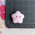 Cute pink smiling star resin charm detail, ideal for DIY craft accessories and shoe charms. - Smile Face Chubby Star / Set of 3 / Pink