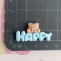 Resin cartoon bear Happy letter craft accessory DIY hair clip phone case decoration detail - Blue HAPPY Brown Bear