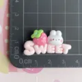 Resin sweet letter strawberry rabbit charm diy accessory for phone case hair clip - Light Pink SWEET Strawberry Rabbit