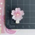 Pink cherry blossom resin cabochon with fine glitter, perfect for DIY hair clips and keychains. - Pink Sakura Popsicle