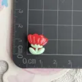 Mini accessoire de fleur en résine tulipe rouge et verte pour épingles à cheveux DIY détail. - Mini Coquelicot Rouge
