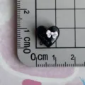 Resin black heart charm with pink bow and love text detail view for DIY phone case decor - LOVE Bow Heart / Mini Size / Black and Pink Color Scheme