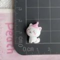 Resin cat figurine detail, pink party hat, miniature DIY craft accessory for decoration. - White Cat (02)