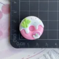 Ancient style donut resin charm detail, DIY miniature food cabochon for phone case hairpin. - Rose Pink Bamboo & Fan Donut (04)