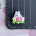 Encantador dije de resina de conejo y tulipán para funda de teléfono accesorios DIY pro - Tres Tulipanes Conejo Blanco