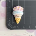 Cute resin ice cream flatback cabochons with flowers for DIY phone case crafts and fridge magnets. - Pink Flower Cream Ice Cream (B012) / Set of 4 / Pink