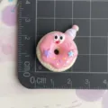 Resin pink donut cabochon flatback DIY cute craft accessory for phone case fridge magnet - Star Eyes Donut with Hat (B012) / 1 Piece / Pink