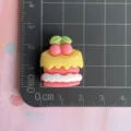 Cute resin cake cabochon with cherry decor, mini DIY craft accessory for hair clips 1pc - Pink Cherry Pink Cake