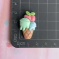 Cute resin ice cream fruit cone charm detail, perfect for DIY hair clips, keychains and shoes. - Brown Cup Triple Scoop Ice Cream