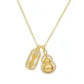Gold-plated Sterling Silver Gourd Vajra Pestle Pendant Necklace Zircon Dangle Chain - 925 Silver / Gold Tone
