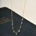 Gold-colored sterling silver star zircon necklace, delicate clavicle chain for daily wear. - Gypsophila Clavicle Chain (XL0155) / Gold