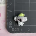 Mini resin koala charm with green hat detail shot, perfect for DIY crafts and accessories. - Grey Koala (08)