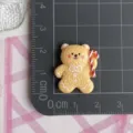 Christmas gingerbread bear resin charm, cute cartoon biscuit flatback for hair clips DIY. - Large-Candy Cane Bear (F061)
