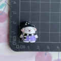 Halloween resin charm detail, cute witch character flatback for phone case hair clip DIY craft. - Purple and Black Eye Scarf Puppy