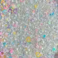 Mixed DIY craft beads, clear rhinestones, faux pearls, and colorful heart resin charms. - Bubble Beads Mix / 20g Pack / Transparent White