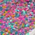 Primo piano di paillettes di fiori artigianali colorate sfuse per il design fai. - Stile Fiocco di Neve (08) / 20g