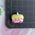 Cute resin cake charm with candle and smile face, perfect for DIY phone case and hair clip accessories. - Blue Candle Square Cake