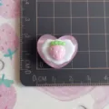 Resin strawberry heart cabochon detail, cute DIY phone case accessory and miniature craft item. - Transparent Strawberry Heart Cake (No.1)