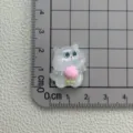 Ciondolo gatto in resina per fai da te custodia telefono forcella dettaglio dimensioni - Gatto Bianco Fiore Rosa Luminoso