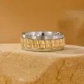Two-tone spinner ring for men featuring a stainless steel rotating watch link design - Size 8 / Gold