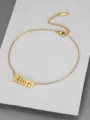 Gold-plated stainless steel Libra zodiac anklet featuring a Gothic Old English font design - Libra