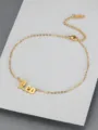 Golden titanium steel Leo zodiac anklet with Old English font detail - Leo