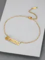 Gold-plated titanium steel anklet with Old English Gemini constellation lettering - Gemini